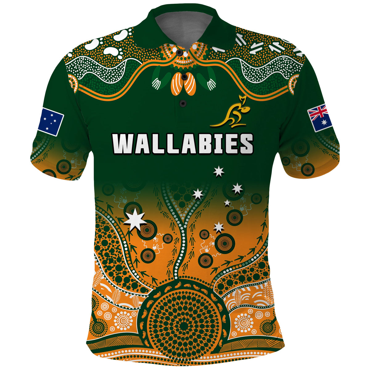 custom-text-and-number-australia-rugby-polo-shirt-wallabies-kangaroo-green-aboriginal