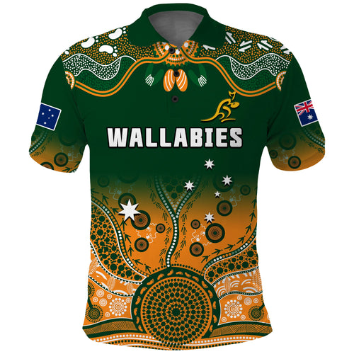 custom-text-and-number-australia-rugby-polo-shirt-wallabies-kangaroo-green-aboriginal