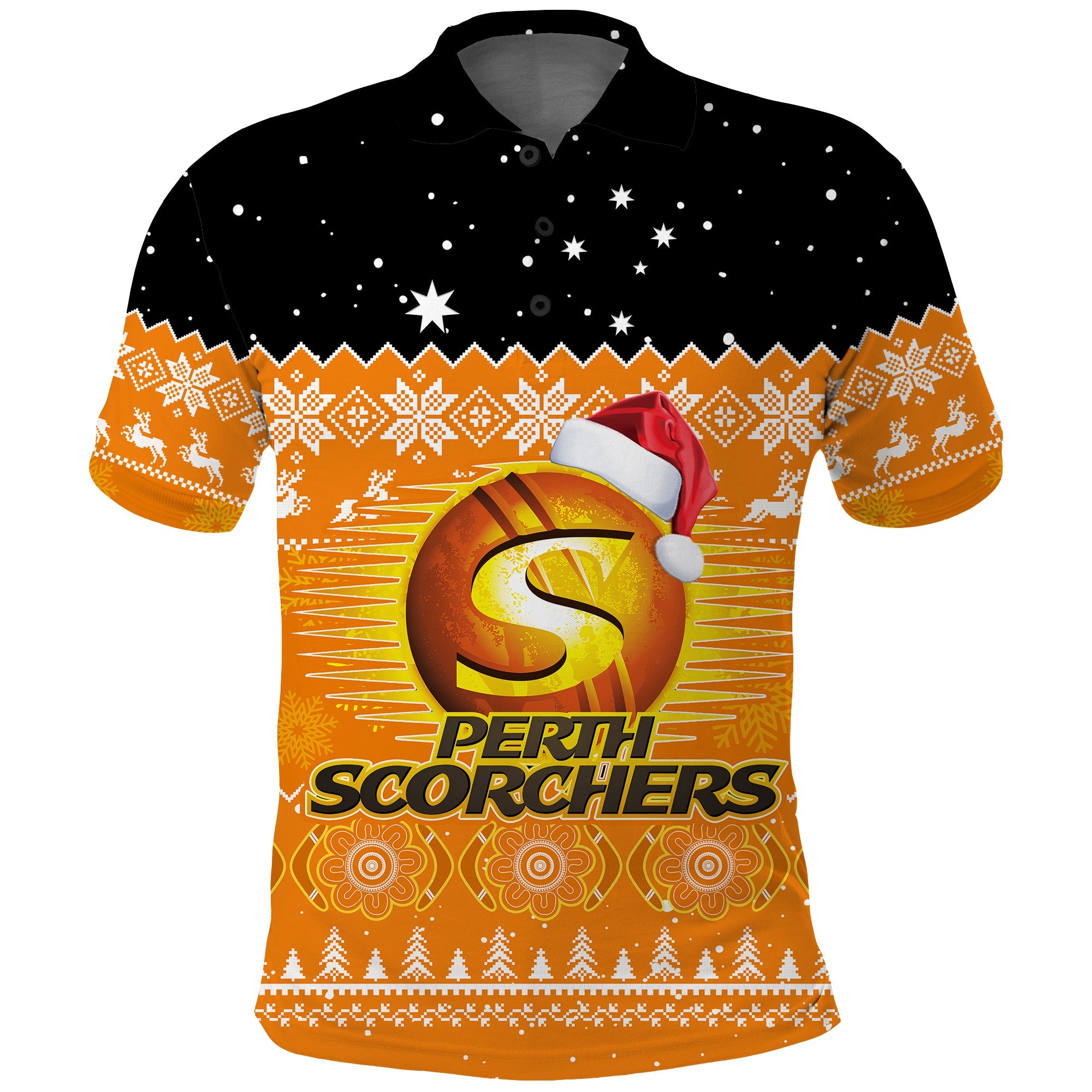 custom-personalised-perth-scorchers-cricket-polo-shirt-aboriginal-merry-christmas