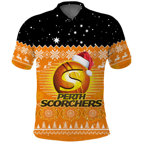 custom-personalised-perth-scorchers-cricket-polo-shirt-aboriginal-merry-christmas