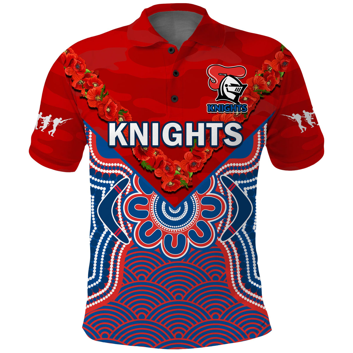 custom-text-and-number-knights-anzac-2023-polo-shirt-camouflage-poppy-mix-aboriginal