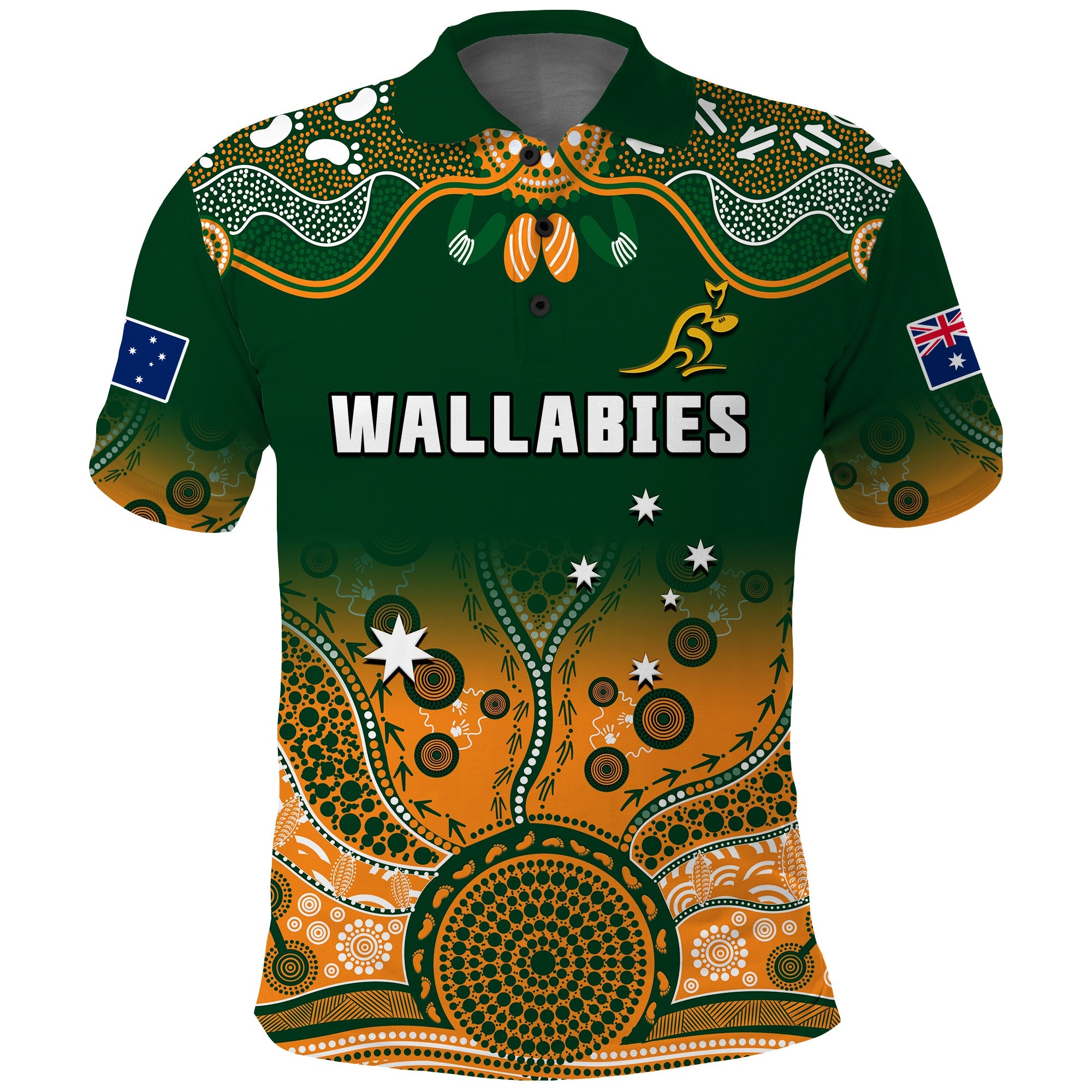 australia-rugby-polo-shirt-wallabies-kangaroo-green-aboriginal