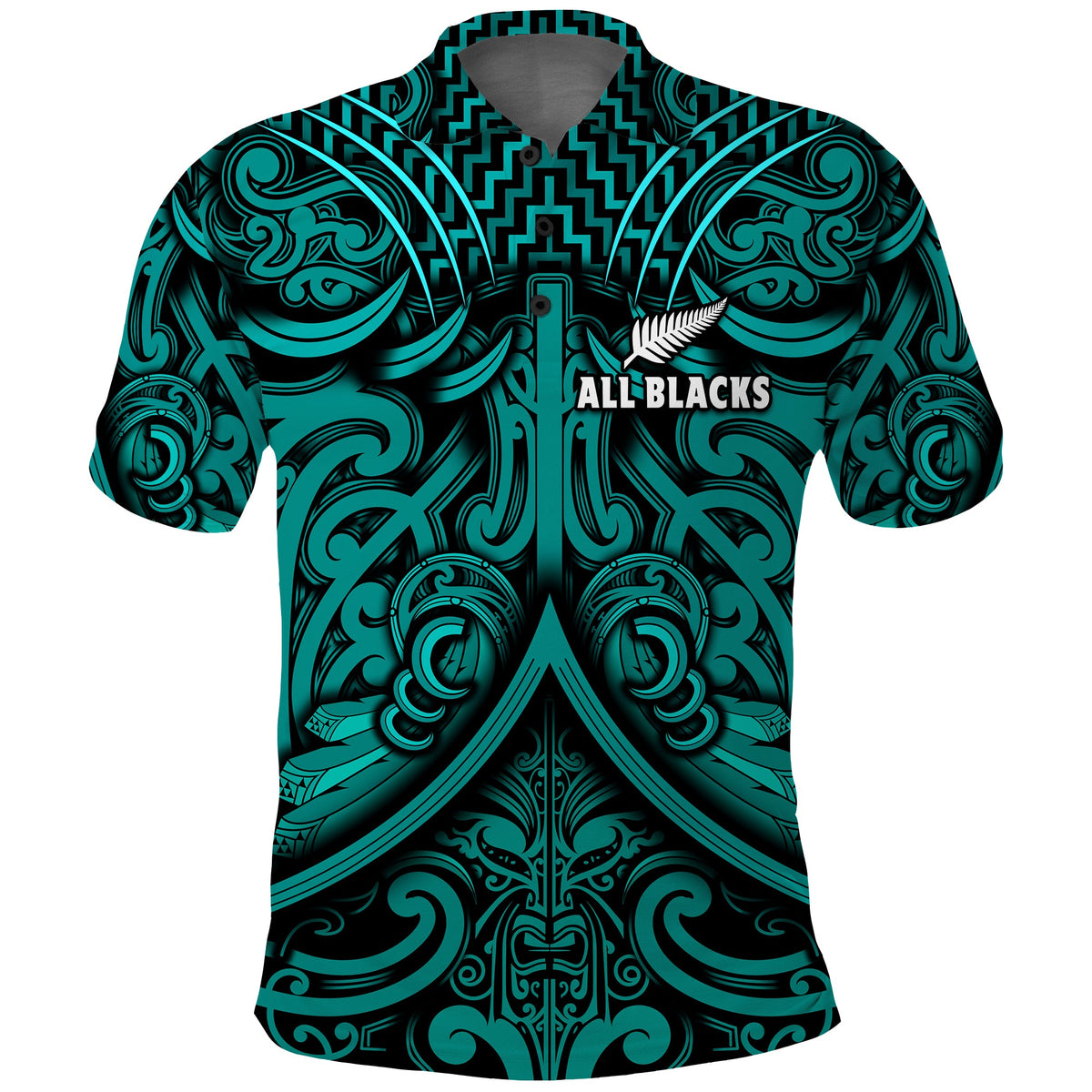 custom-text-and-number-new-zealand-silver-fern-rugby-polo-shirt-all-black-turquoise-nz-maori-pattern