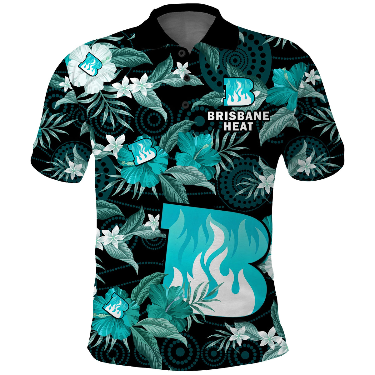 brisbane-heat-cricket-polo-shirt-aboriginal-art-mix-tropical-flowers
