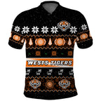 custom-personalised-wests-tigers-christmas-polo-shirt-aboriginal-art-merry-xmas