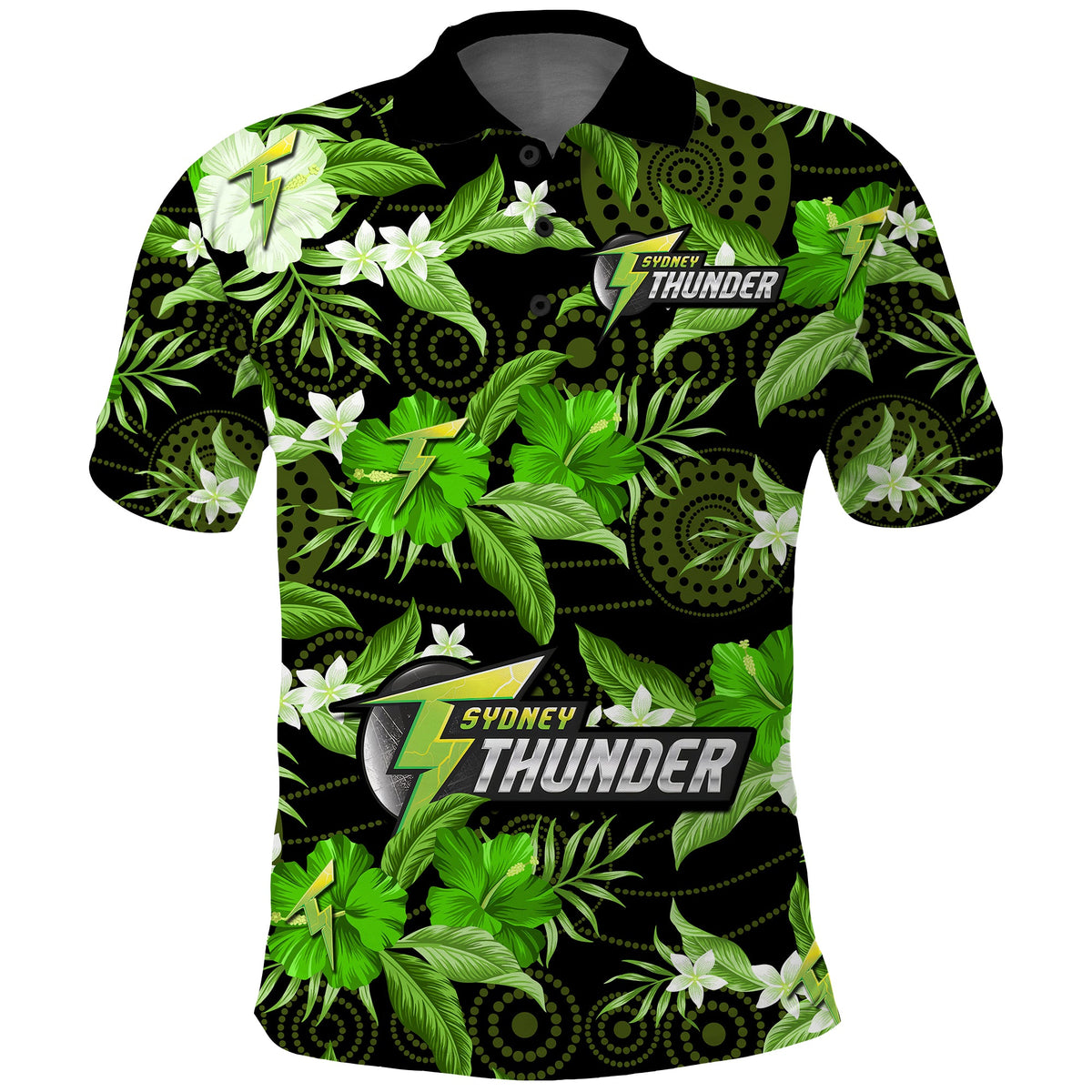 sydney-thunder-cricket-polo-shirt-aboriginal-art-mix-tropical-flowers