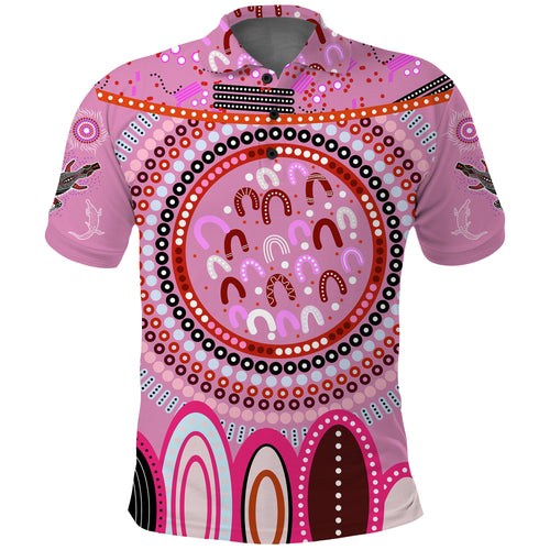 custom-text-and-number-aboriginal-stand-up-polo-shirt-circle-dot-with-lizard-version-pink