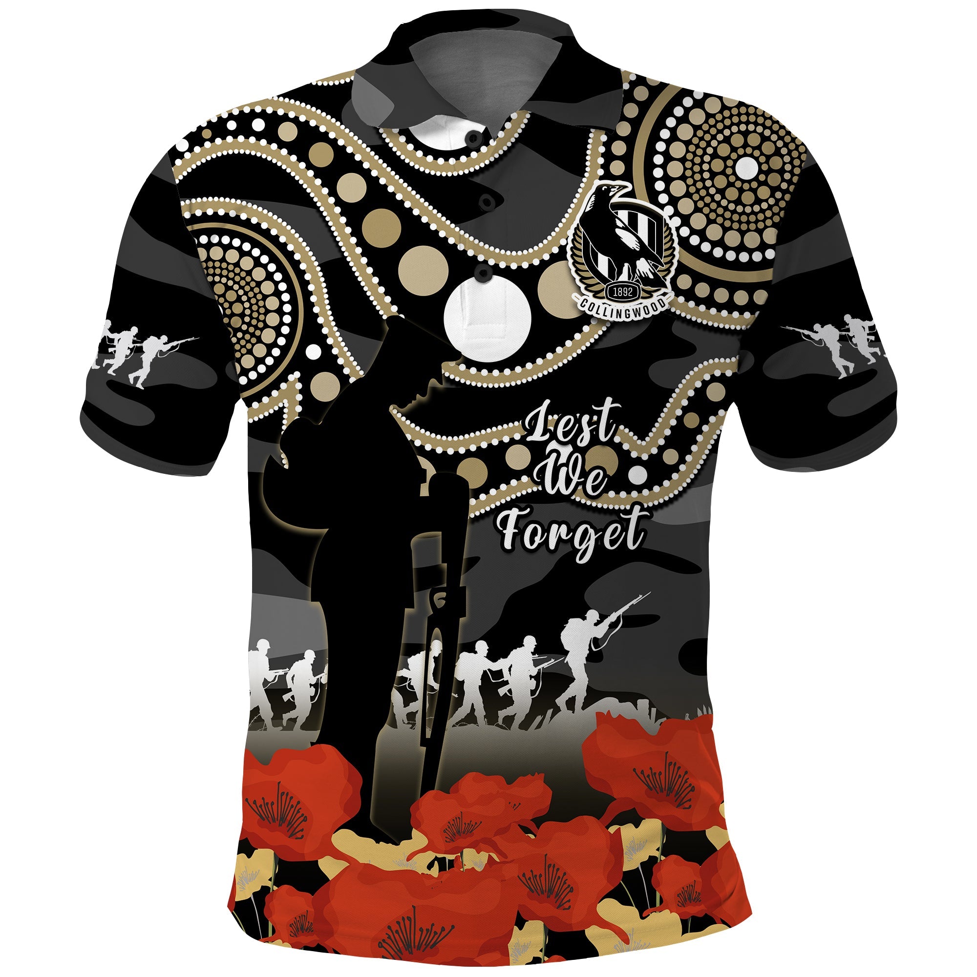 collingwood-football-anzac-2023-polo-shirt-aboriginal-mix-poppy-camouflage