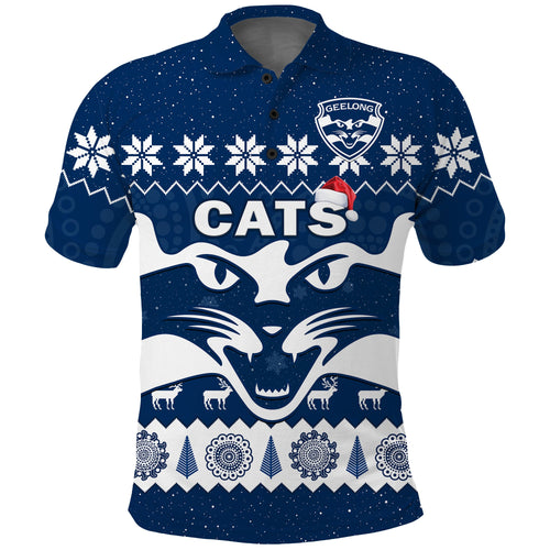 cats-football-christmas-polo-shirt-geelong-aboriginal-painting
