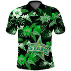 custom-text-and-number-melbourne-stars-cricket-polo-shirt-aboriginal-art-mix-tropical-flowers