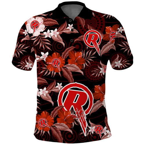 custom-text-and-number-melbourne-renegades-cricket-polo-shirt-aboriginal-art-mix-tropical-flowers