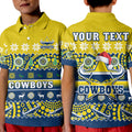 custom-personalised-cowboys-christmas-polo-shirt-kid-aboriginal-art-merry-xmas