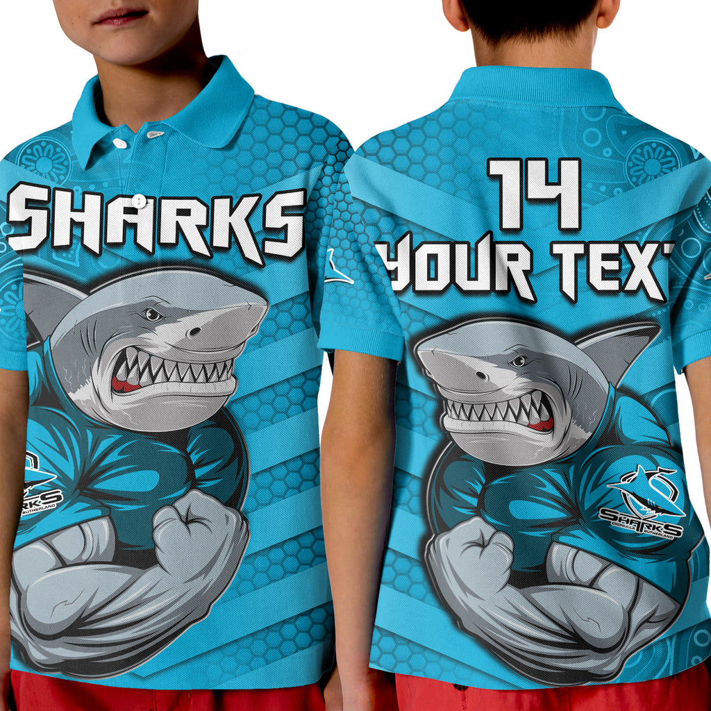 custom-text-and-number-sharks-rugby-polo-shirt-go-sharkies-aboriginal-sporty-version