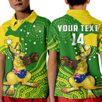 custom-text-and-number-australia-polo-shirt-kid-boxing-kangaroo-indigenous-national-color-art
