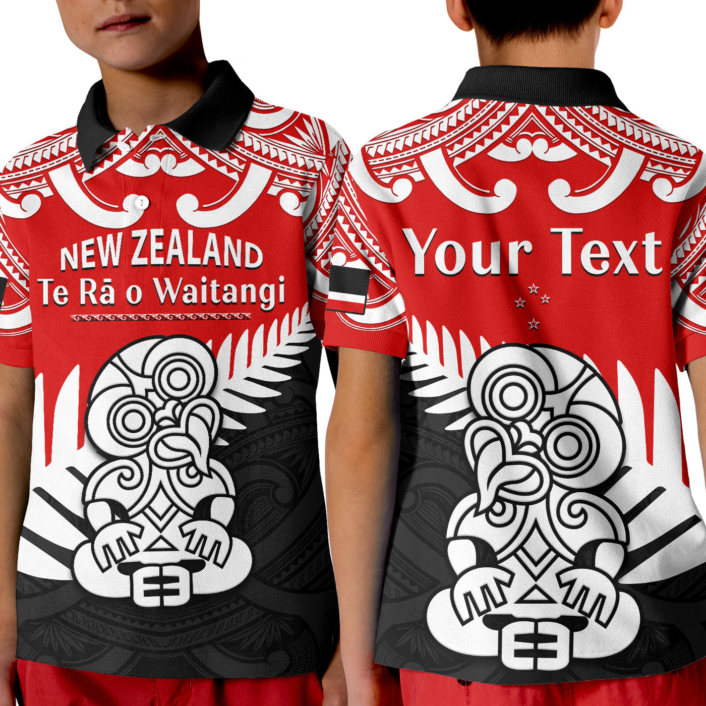 custom-personalised-waitangi-day-polo-shirt-tino-rangatiratanga-flag-with-tiki-maori-fern