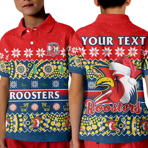 custom-personalised-sydney-roosters-christmas-polo-shirt-easts-aboriginal-art-merry-xmas
