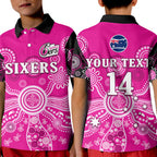 custom-text-and-number-sydney-sixers-polo-shirt-kid-cricket-indigenous-australian-art-ver01