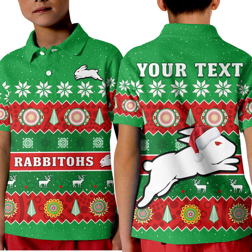 custom-personalised-rabbitohs-christmas-polo-shirt-souths-aboriginal-art-merry-xmas