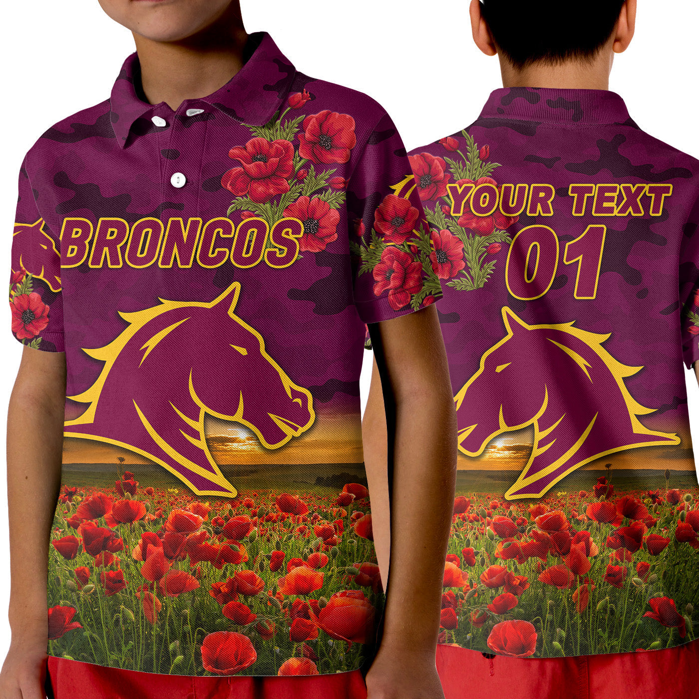 custom-personalised-brisbane-broncos-anzac-2022-polo-shirt-poppy-flowers-vibes