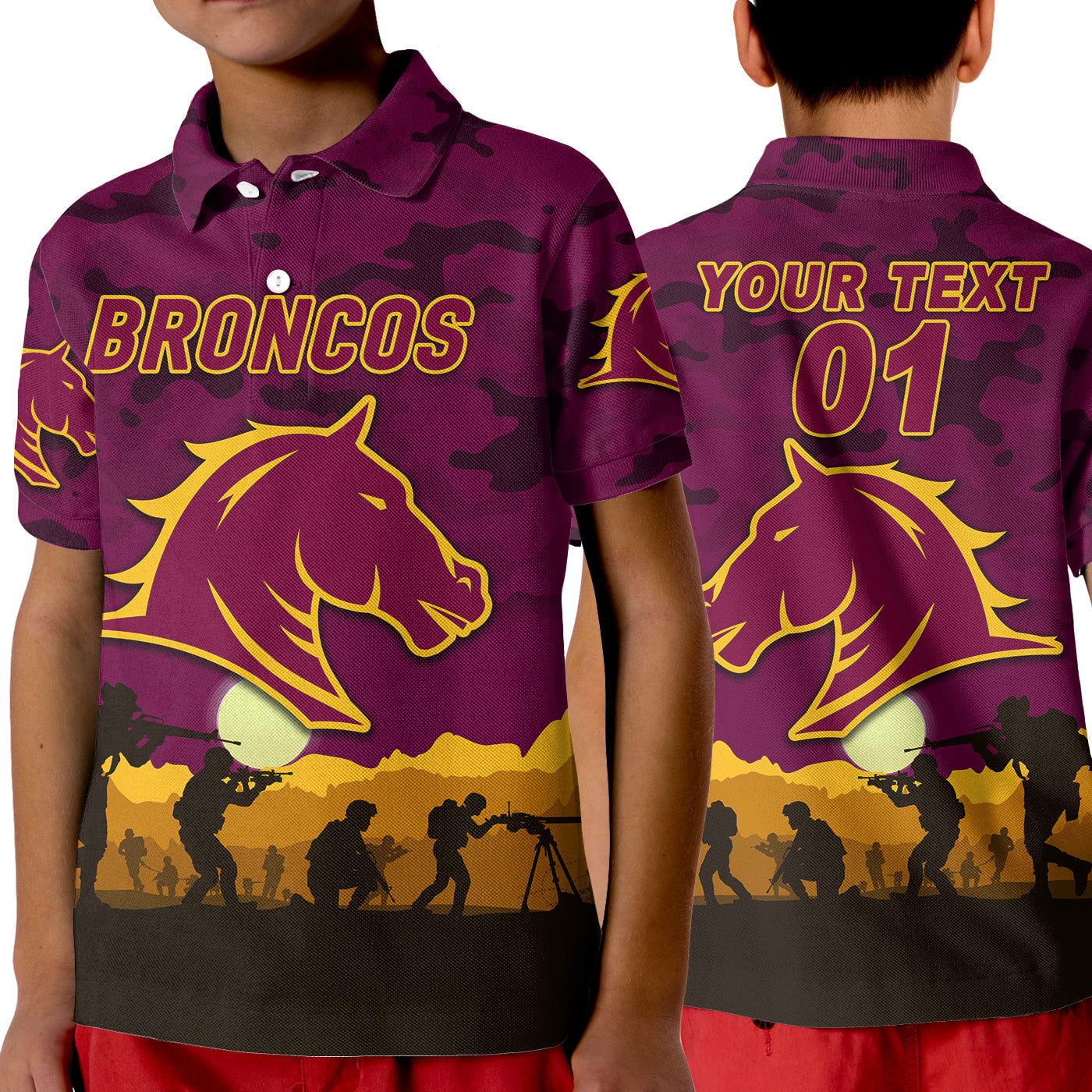 custom-personalised-brisbane-broncos-anzac-2022-polo-shirt-simple-style-maroon