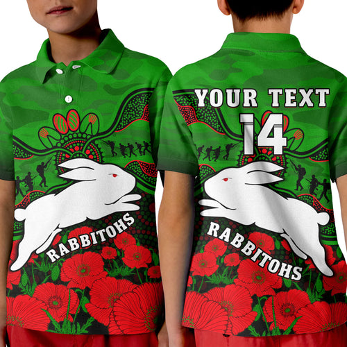 custom-text-and-number-rabbitohs-rugby-anzac-polo-shirt-kid-south-sydney-camouflage-poppy-aboriginal
