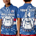 custom-text-and-number-bulldogs-football-polo-shirt-kid-scraggers-1877-aboriginal-dot-painting-newest-version