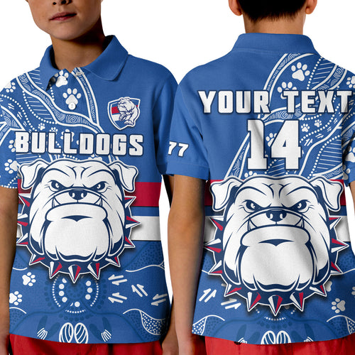 custom-text-and-number-bulldogs-football-polo-shirt-scraggers-1877-aboriginal-dot-painting-newest-version