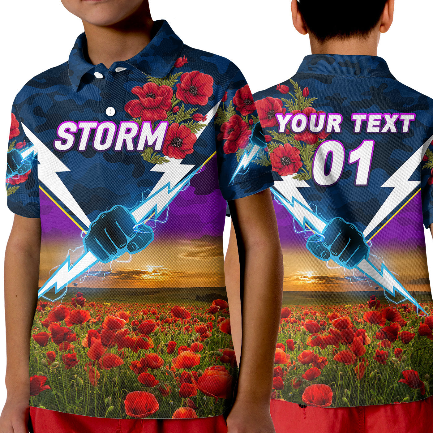 custom-personalised-melbourne-storm-anzac-2022-polo-shirt-poppy-flowers-vibes
