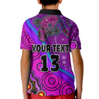 custom-text-and-number-australia-lizard-and-sun-polo-shirt-aboriginal-art-purple