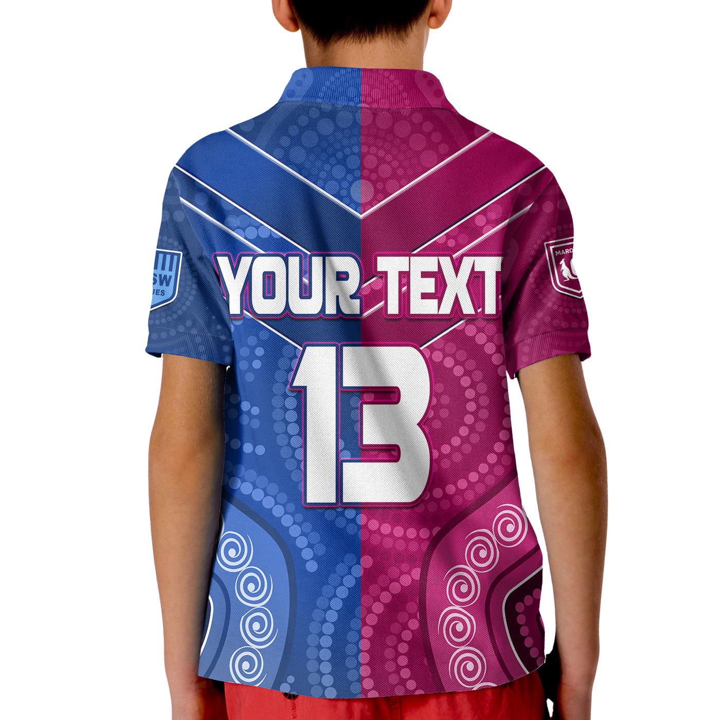 custom-text-and-number-blues-and-maroons-rugby-polo-shirt-origin-nsw-combine-queensland-aboriginal-australian-lt13