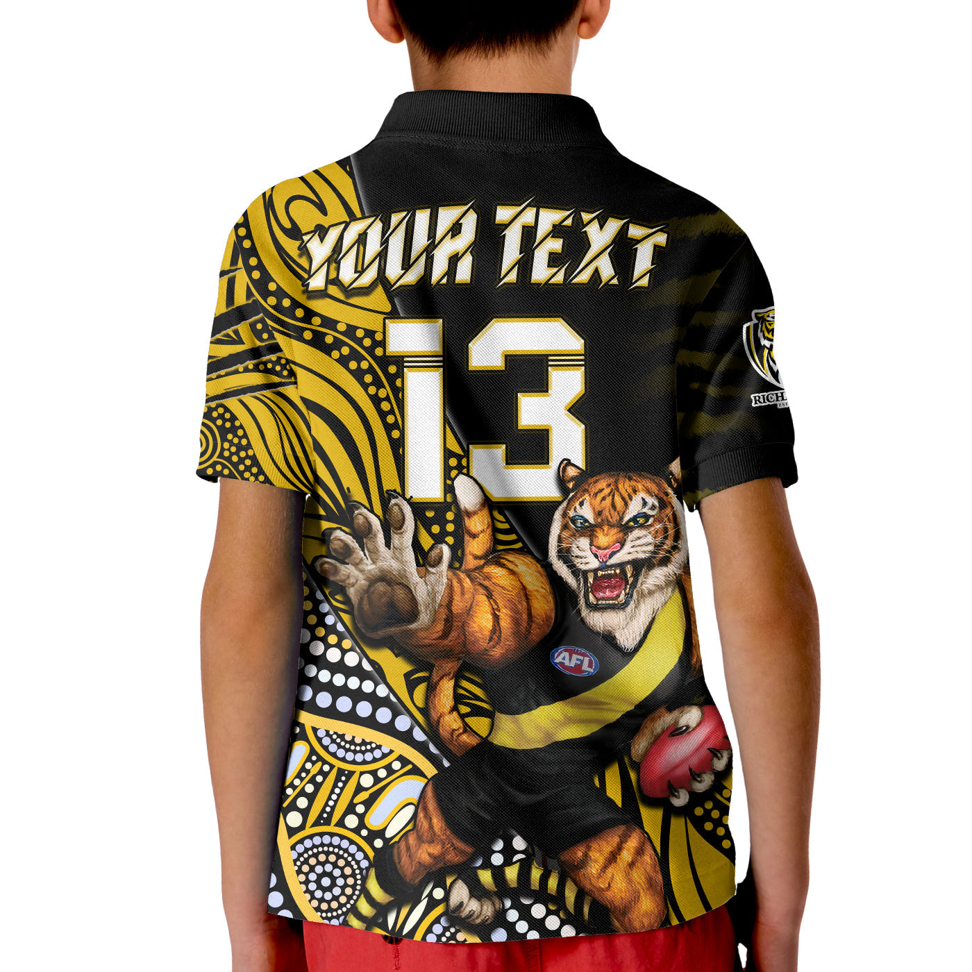 custom-text-and-number-richmond-football-polo-shirt-aboriginal-go-the-tigers-mascot