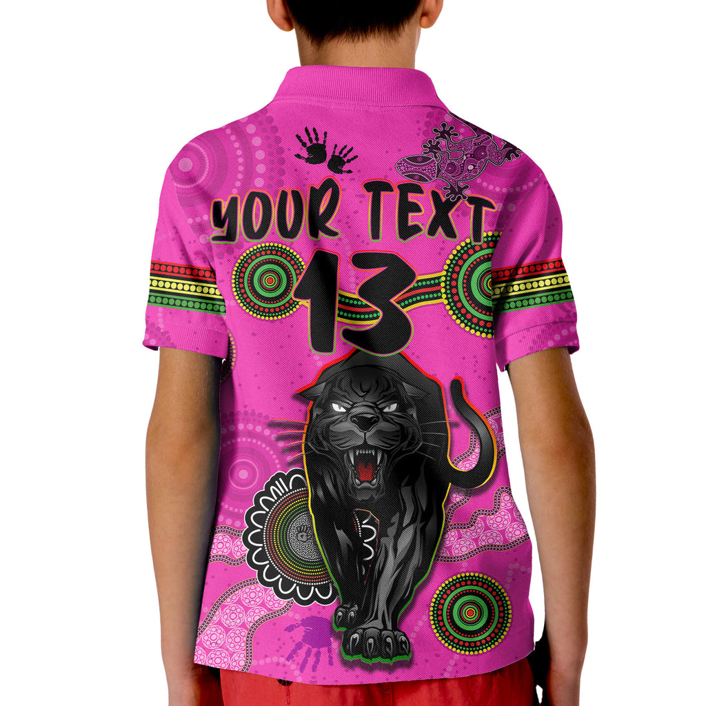 custom-text-and-number-panthers-polo-shirt-kid-aboriginal-with-lizard