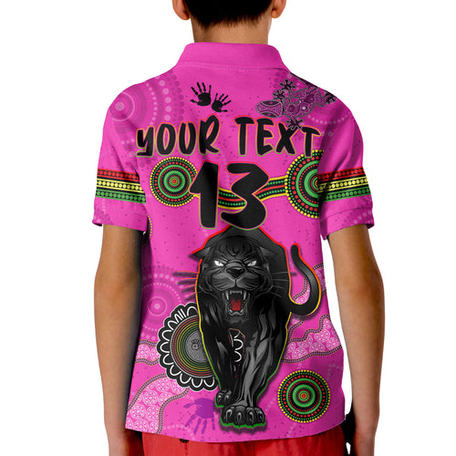 custom-text-and-number-panthers-polo-shirt-kid-aboriginal-with-lizard