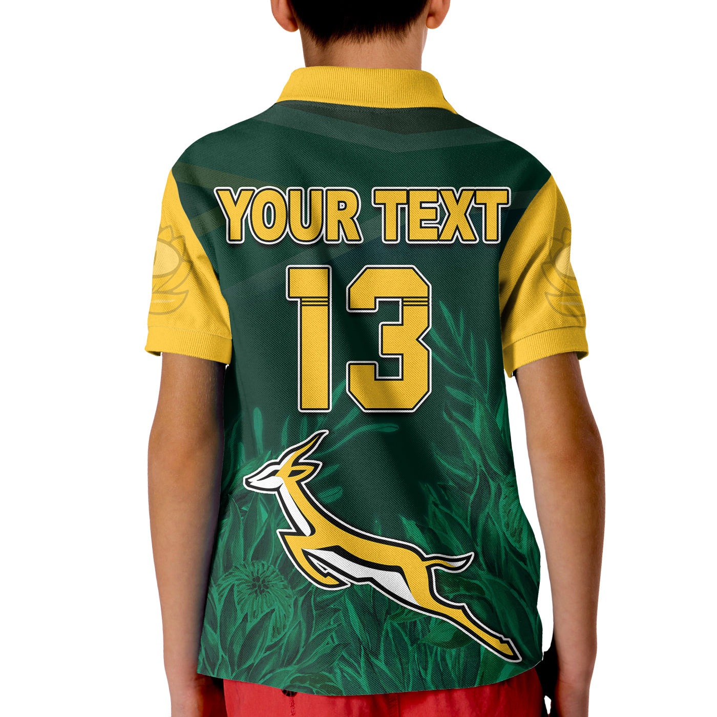 custom-text-and-number-south-africa-rugby-polo-shirt-kid-springboks-king-protea-go-bokke