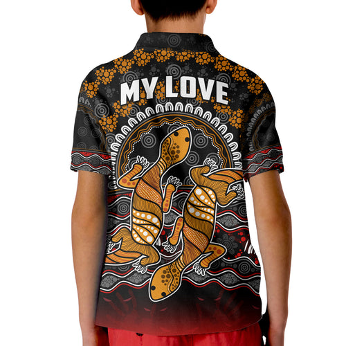custom-personalised-australia-valentine-polo-shirt-kid-aboriginal-couple-lizards-my-love