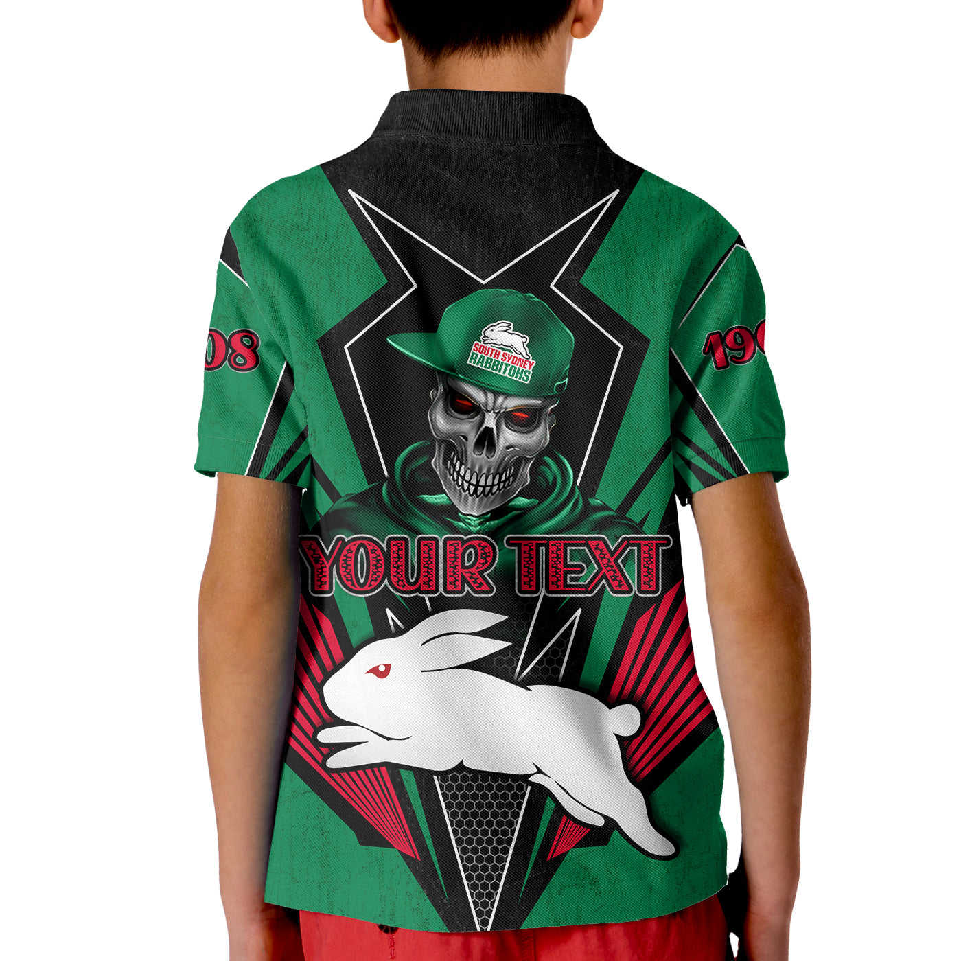 custom-personalised-rabbitohs-rugby-polo-shirt-mascot-south-sydney-since-1908-cool-skull