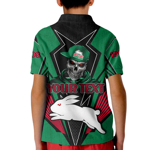custom-personalised-rabbitohs-rugby-polo-shirt-kid-mascot-south-sydney-since-1908-cool-skull