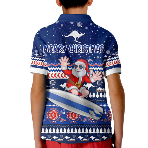australia-christmas-polo-shirt-kid-aussie-aboriginal-santa-claus-is-surfing-with-kangaroo