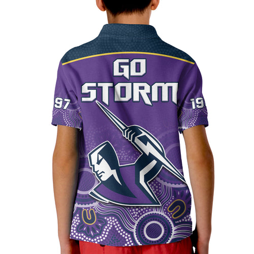 melbourne-storm-rugby-polo-shirt-kid-indigenous-boomerang-gradient-style