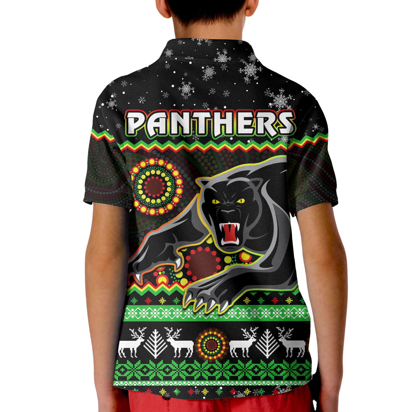 panthers-christmas-polo-shirt-aboriginal-pattern-penrith-black-version
