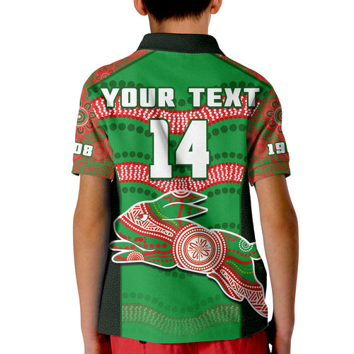 custom-text-and-number-rabbitohs-rugby-polo-shirt-kid-souths-1908-aboriginal-dot-painting-go-bunnies