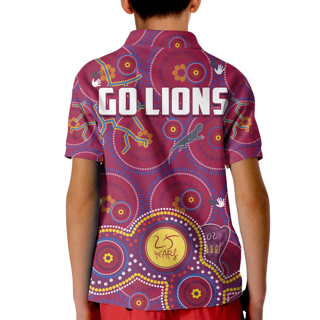 brisbane-football-polo-shirt-kid-indigenous-pattern-go-lions-unique-style