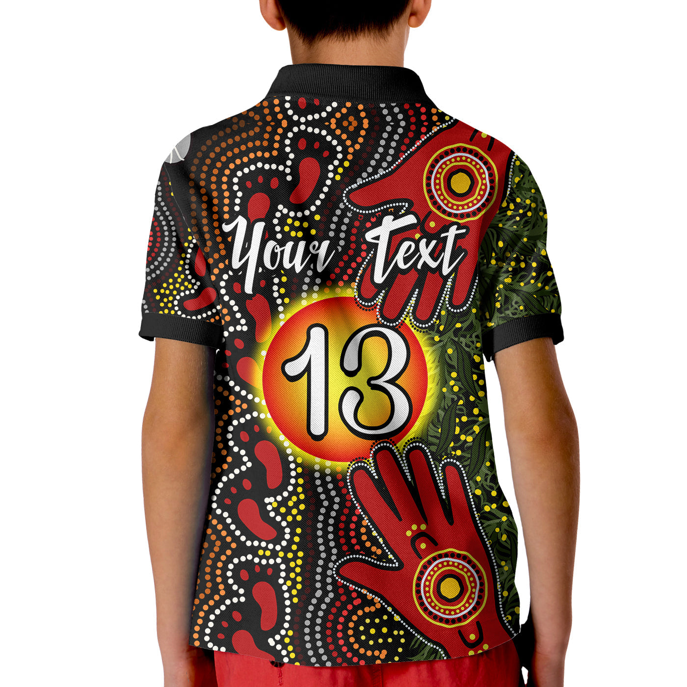 custom-text-and-number-aboriginal-dot-painting-polo-shirt-kid-go-to-touch-the-sun