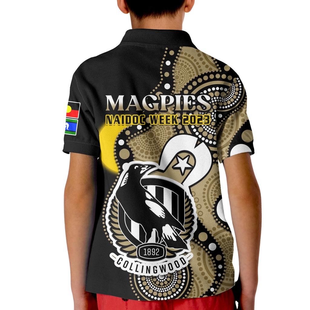 collingwood-football-naidoc-2023-polo-shirt-kid-magpies-for-our-elders-indigenous-art