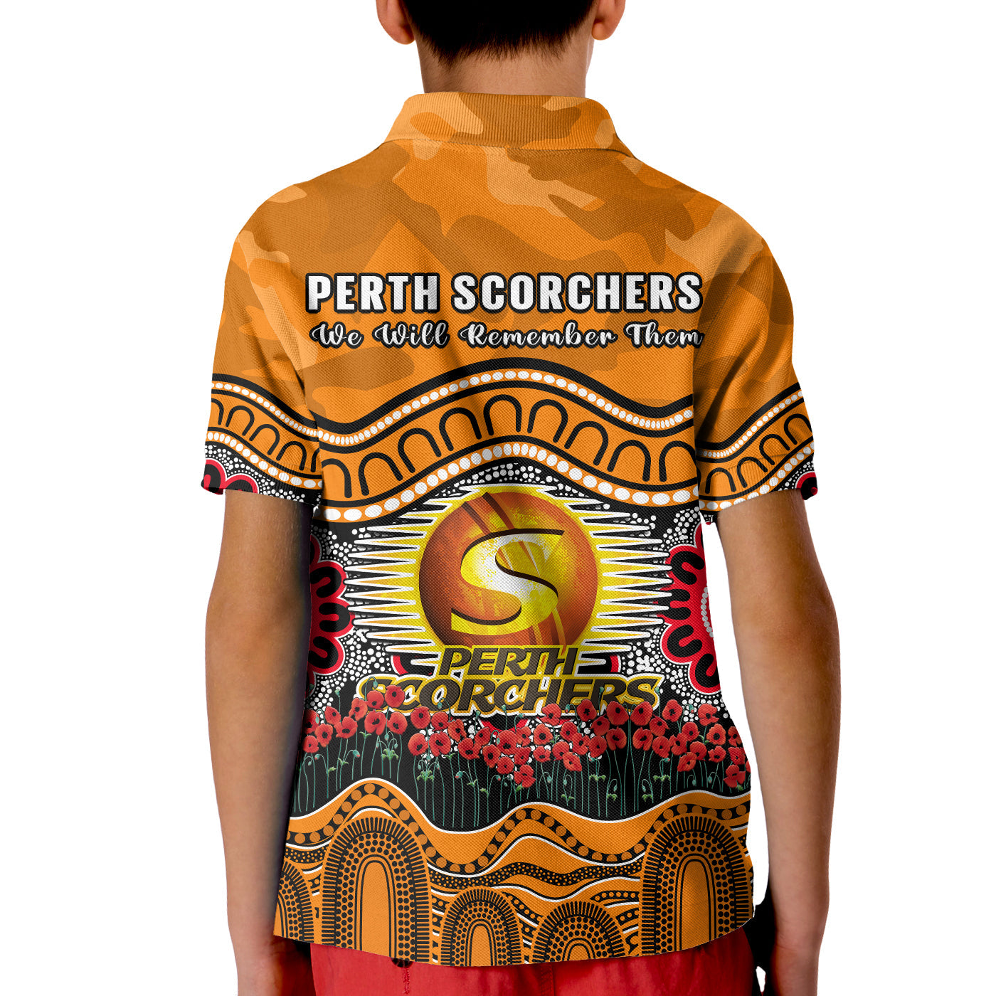 perth-scorchers-cricket-anzac-polo-shirt-kid-poppy-aboriginal-camouflage