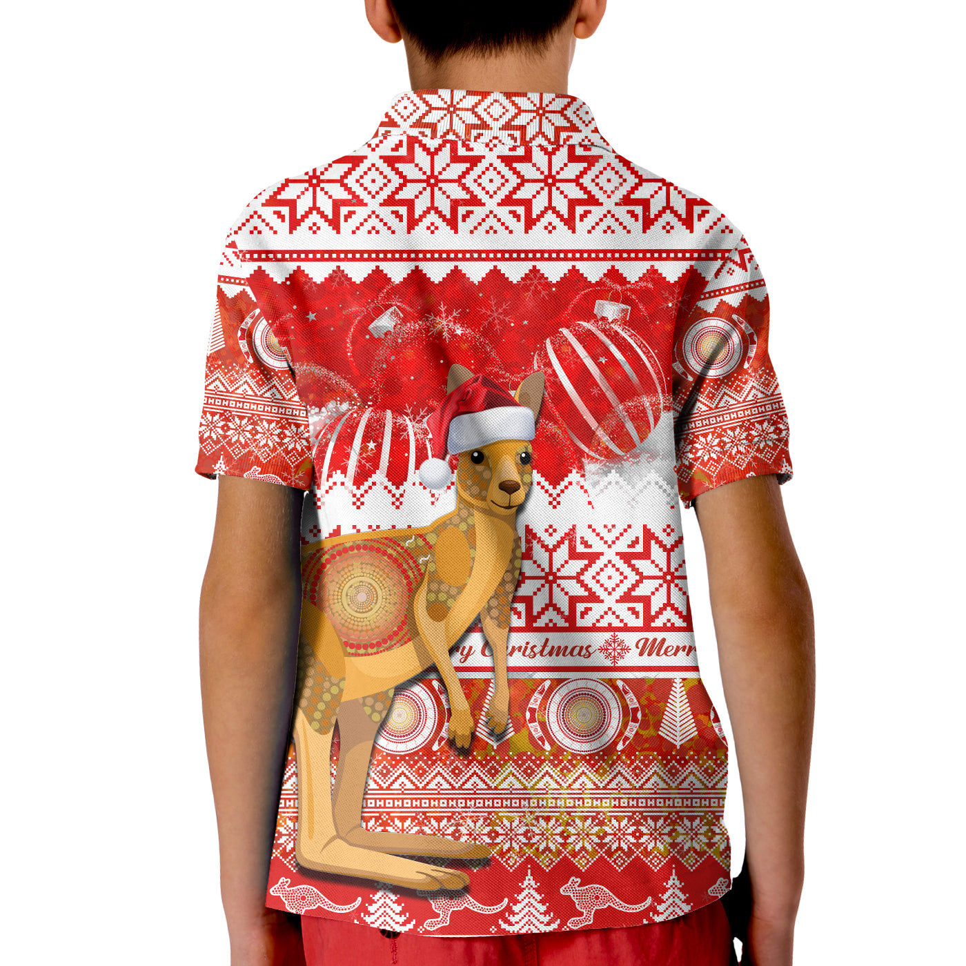 australia-polo-shirt-kid-kangaroo-aboriginal-painting-merry-christmas