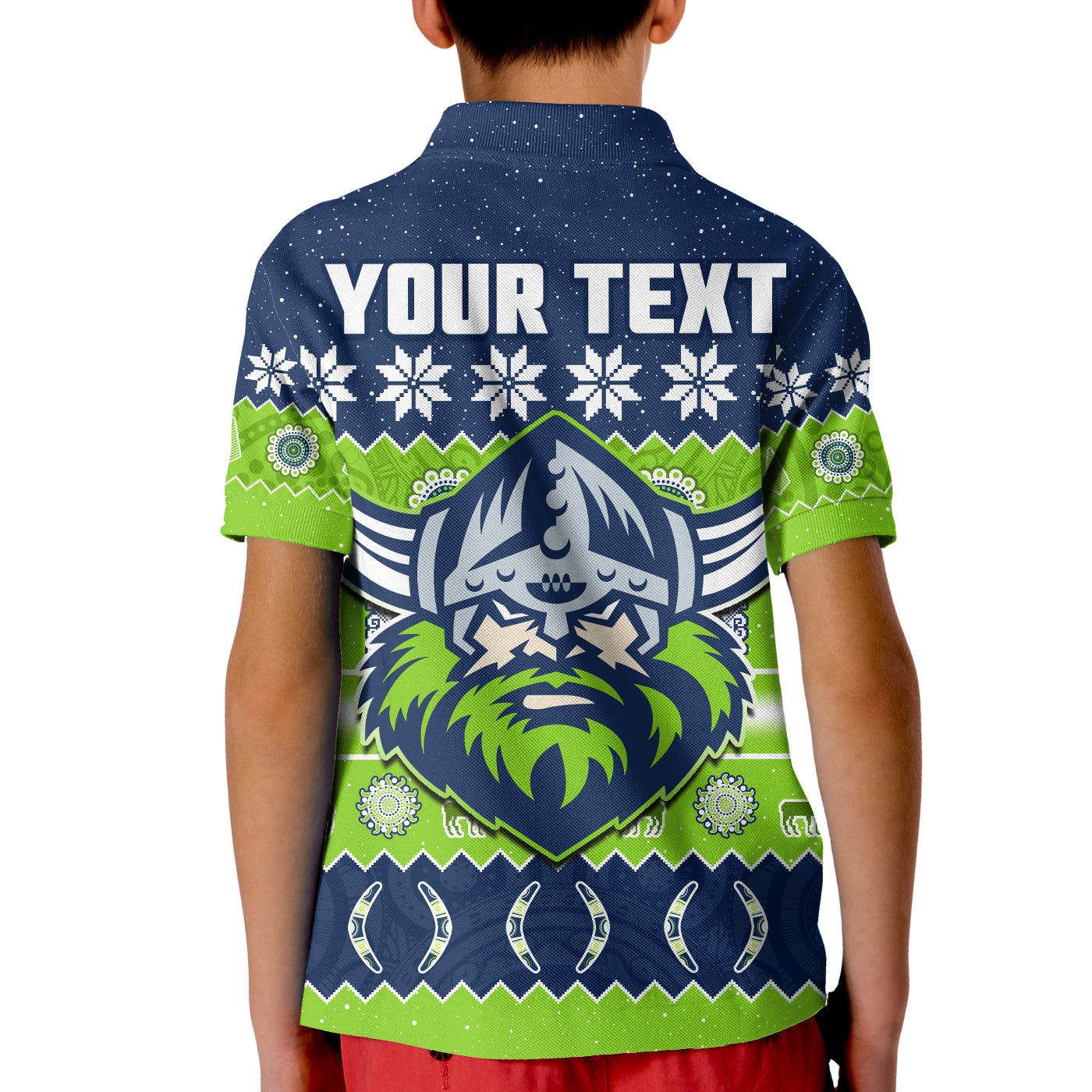 custom-personalised-raiders-christmas-polo-shirt-the-green-machine-aboriginal-art-merry-xmas