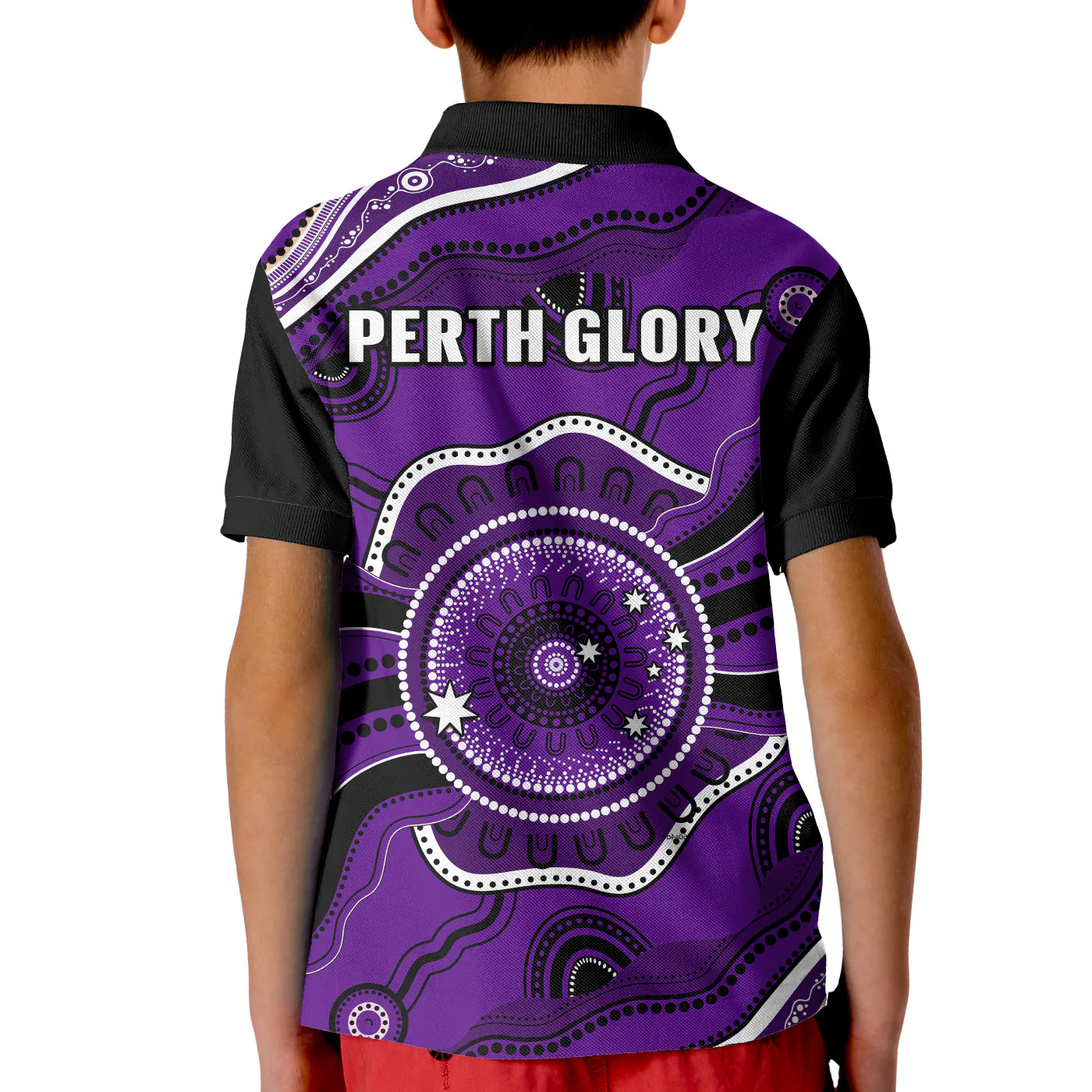 perth-glory-football-polo-shirt-kid-dot-painting-style