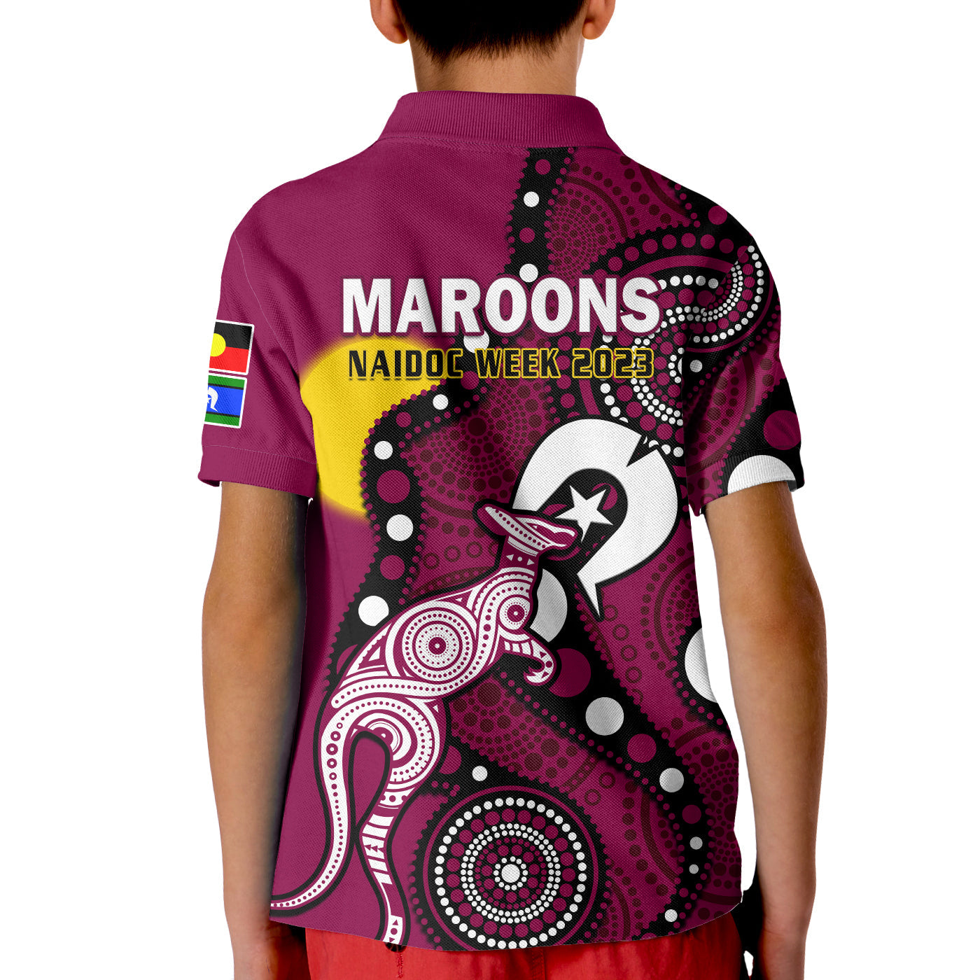 maroons-rugby-naidoc-2023-polo-shirt-qld-for-our-elders-indigenous-art