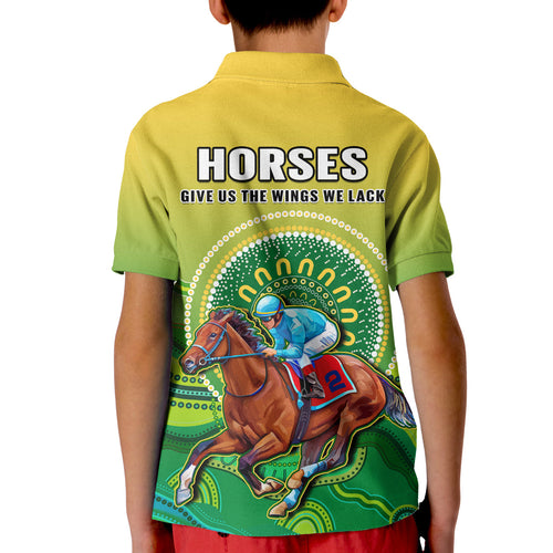 australia-devonport-cup-2023-polo-shirt-kid-horse-racing-indigenous-art